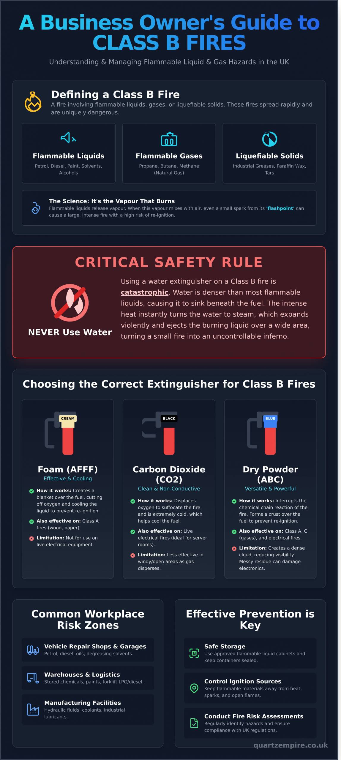 What is a Class B Fire? A Complete Guide for UK Businesses - Infographic