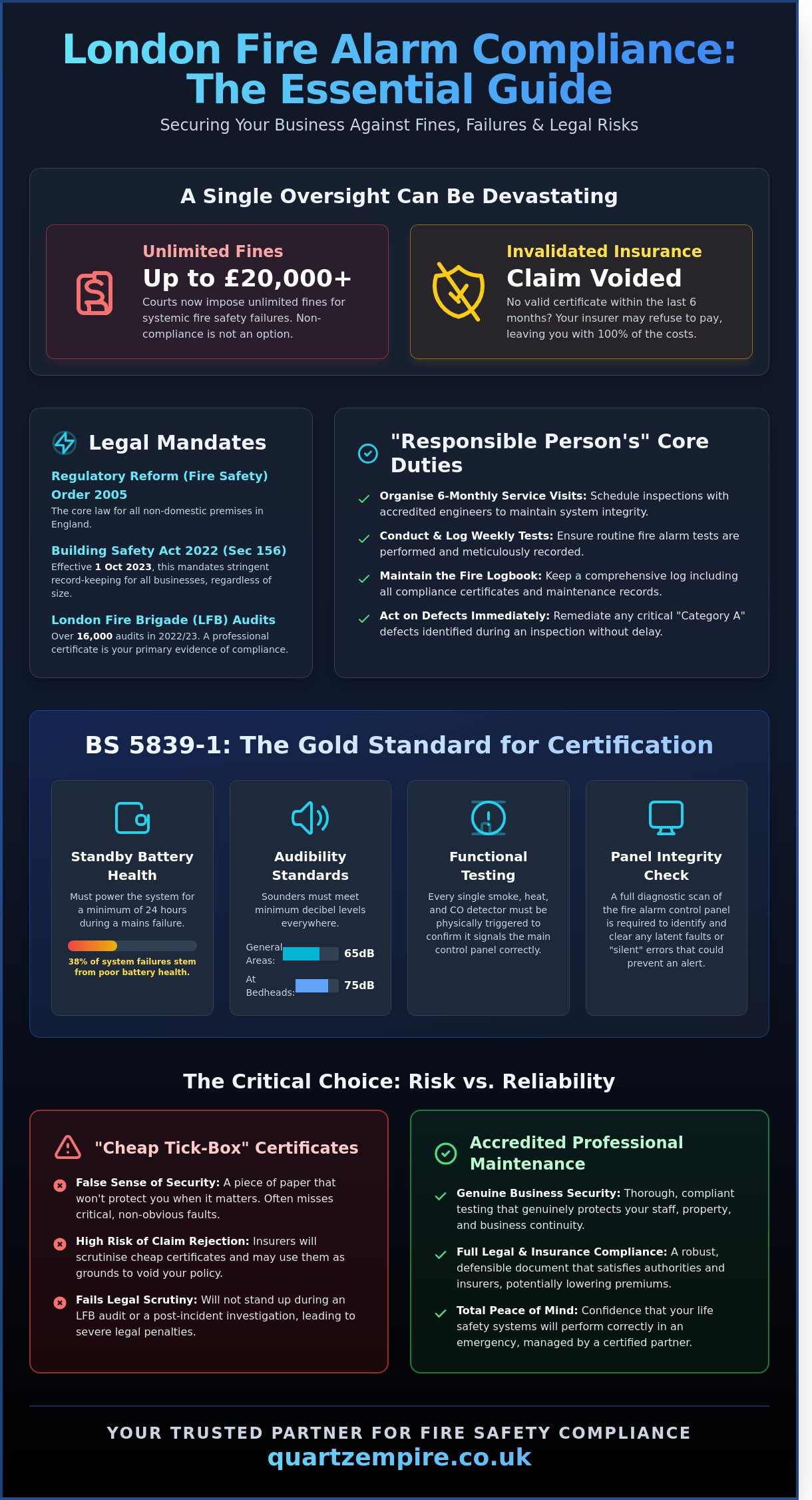 Fire Alarm Compliance Certificate London: A 2026 Guide to Business Legalities - Infographic