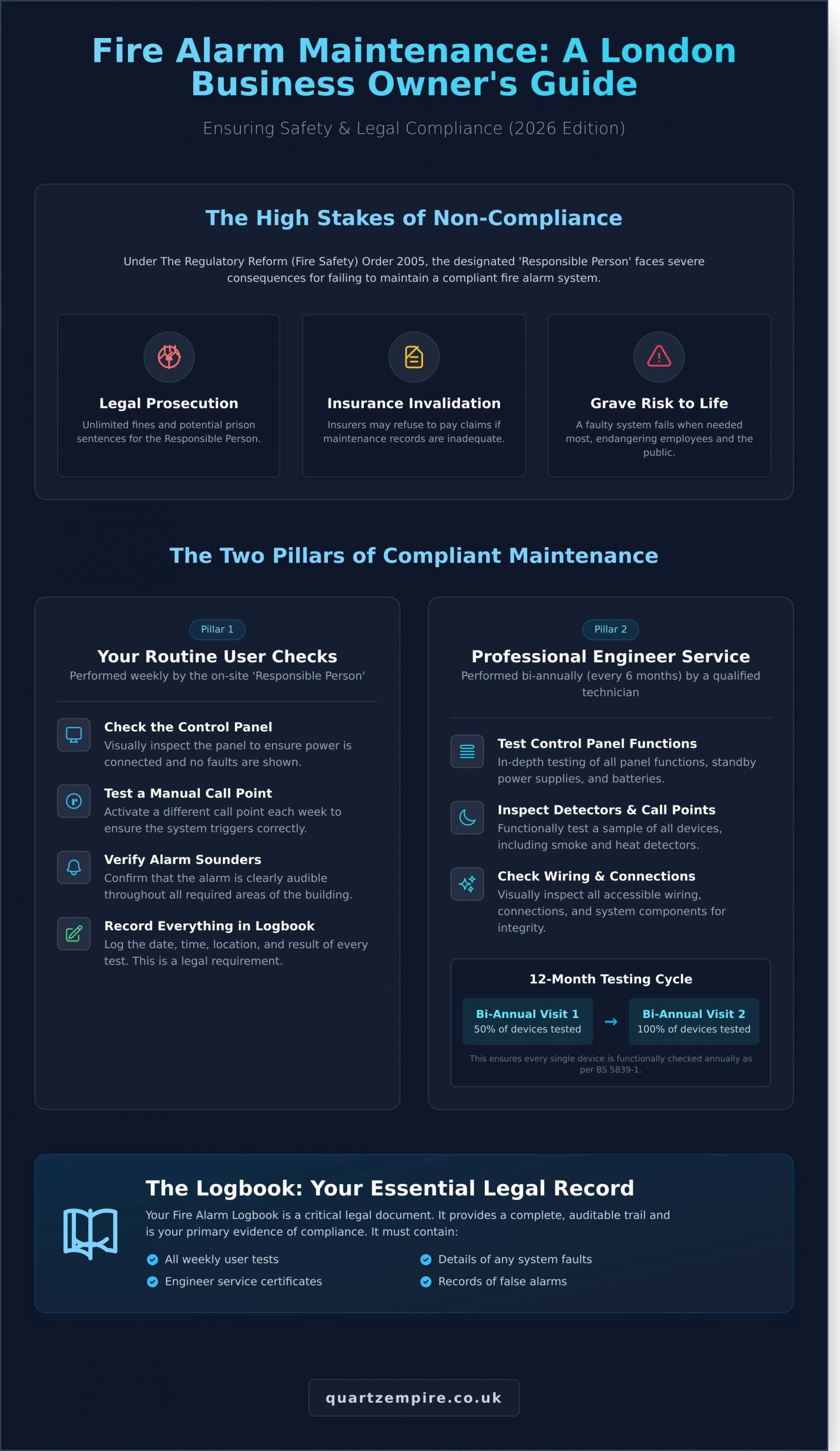 Fire Alarm Maintenance London: A Complete Guide for Businesses (2026) - Infographic