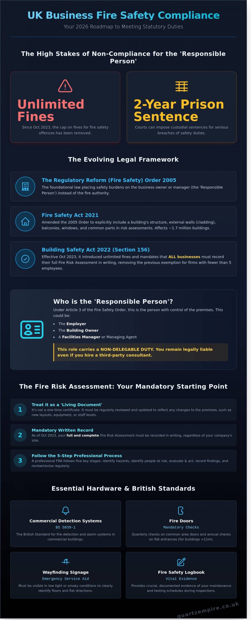 Fire Safety Compliance for Business UK: The 2026 Statutory Guide - Infographic