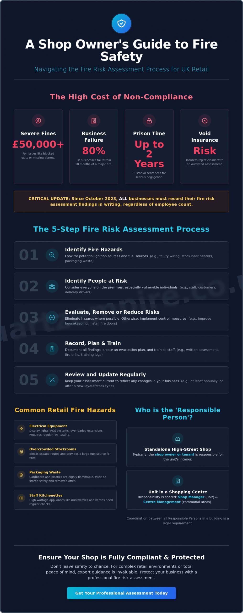 Fire Risk Assessment for Shops UK: The Complete 2026 Compliance Guide - Infographic